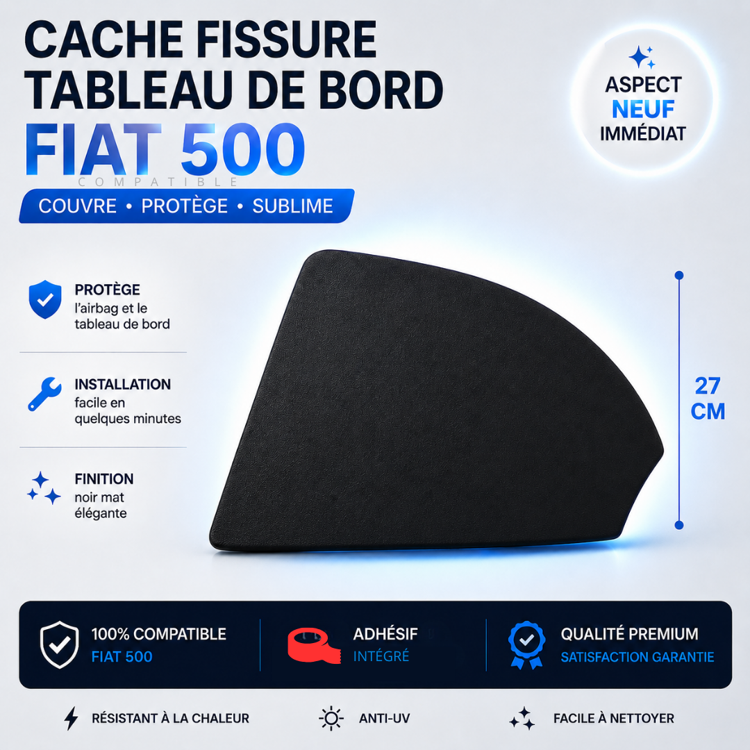 Cache fissure tableau de bord Fiat 500 – Couvre airbag compatible adhésif