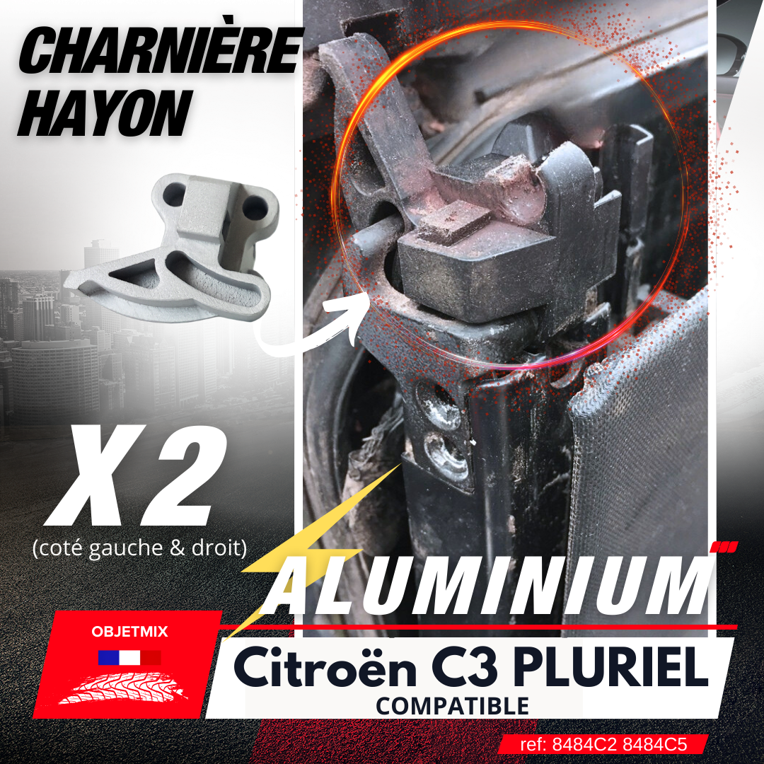 Kit 2 Aluminum Tailgate Hinges - CITROËN C3 PLURIEL - Left & Right
