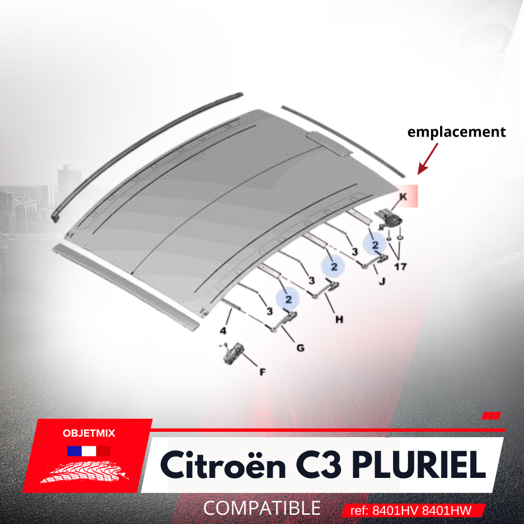 Kit Réparation Interslides Capote - Citroën C3 Pluriel - 8401HV 8401HW