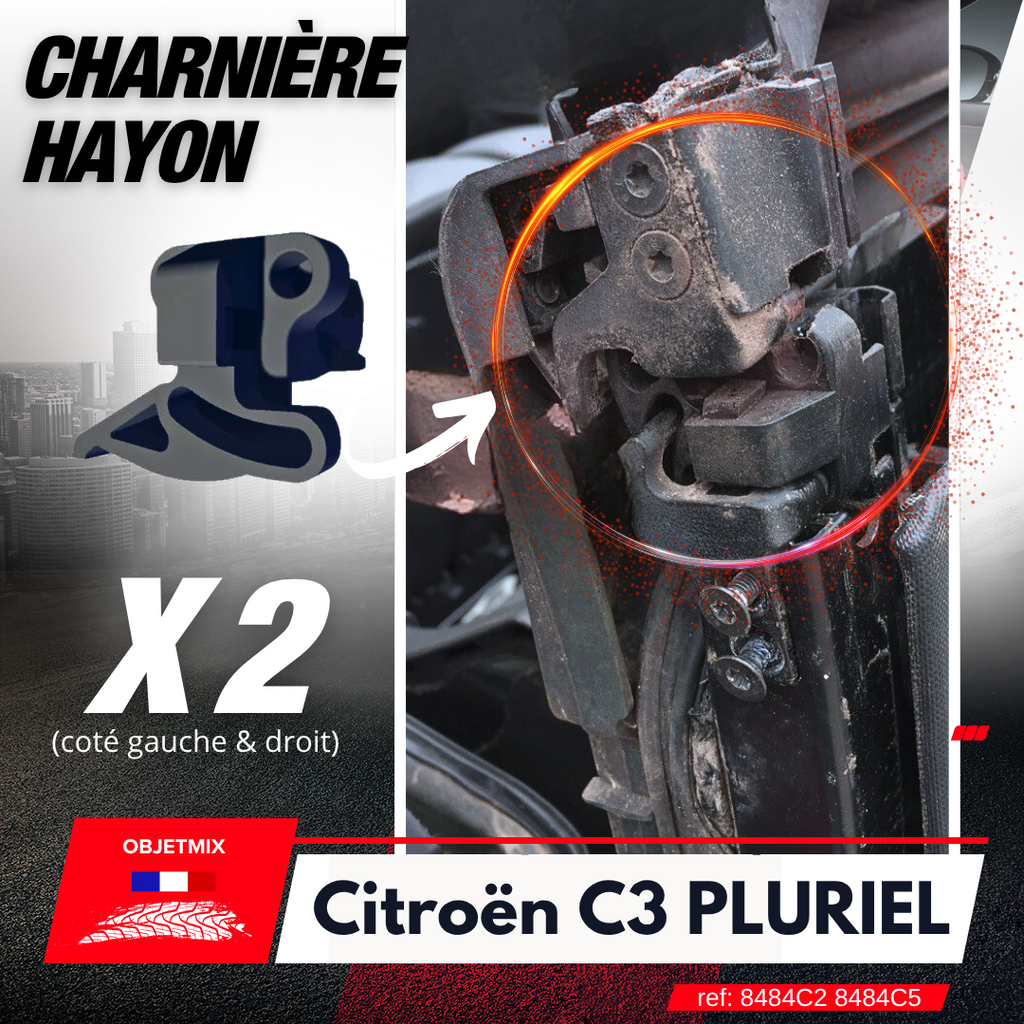 Kit 2 Charnières Hayon - CITROEN C3 PLURIEL - Gauche & Droit