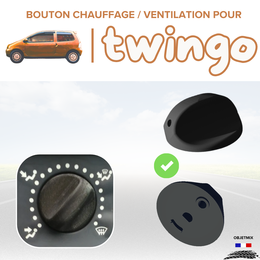 🔥 Bouton Chauffage / Ventilation Renault Twingo 1 - Kit B - Lot de 3