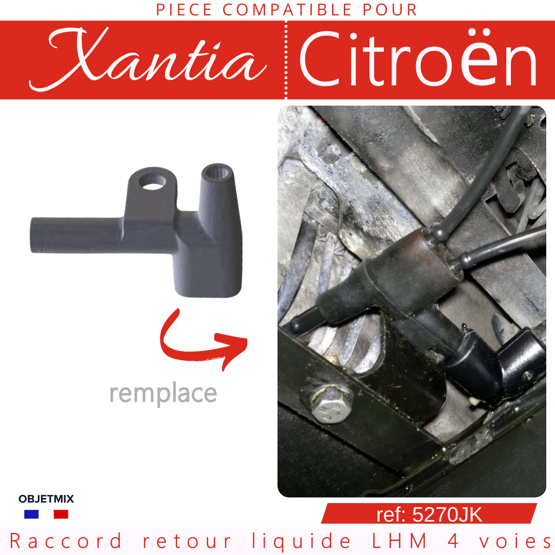 Raccord Citroën Xantia - 4 voies liquide LHM- Réf: 5270JK