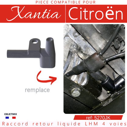 Raccord Citroën Xantia - 4 voies liquide LHM- Réf: 5270JK