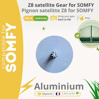 Pignon Moteur Portail Somfy - Pignon satellite Z8 - 3 Axes